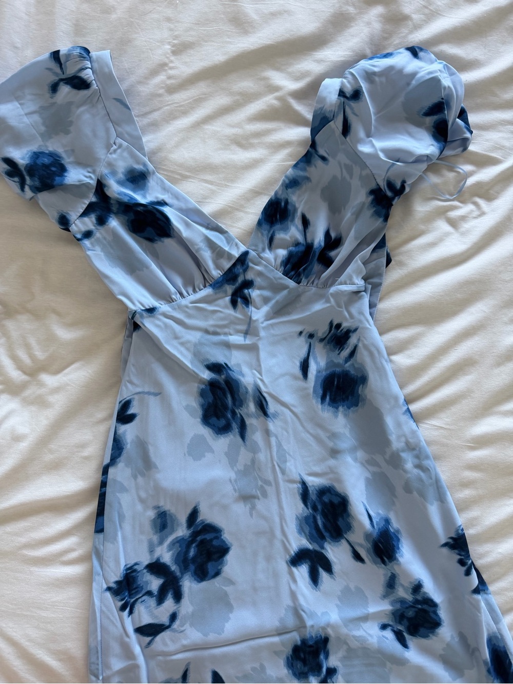 Abercrombie XS Lilac Blue Puff Sleeve Midi Dress - Picture 7 of 8